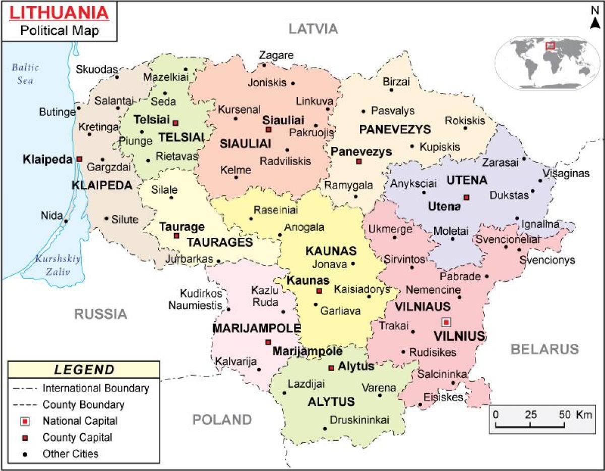 Bản đồ của Lithuania chính trị