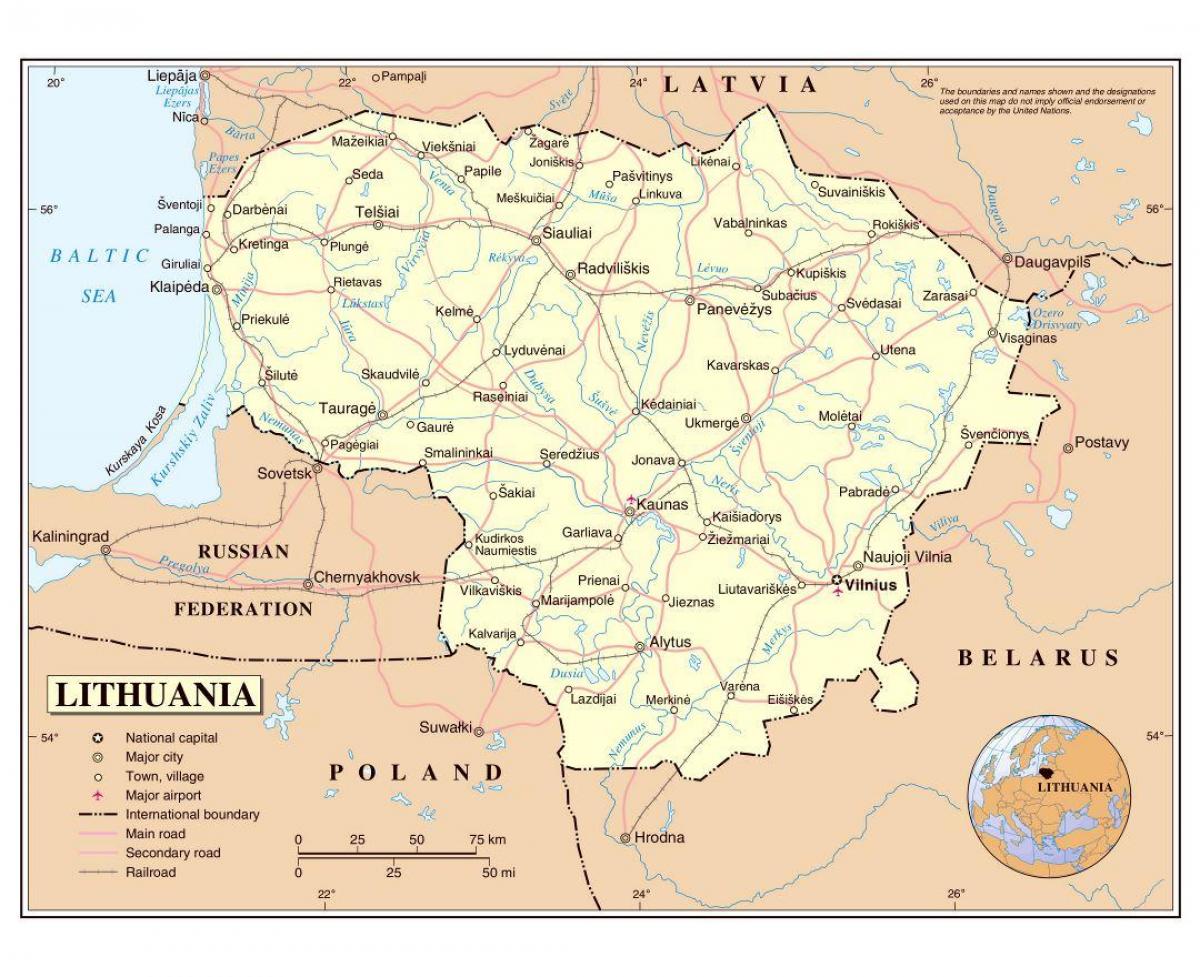 Bản đồ của Lithuania sân bay