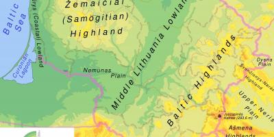 Bản đồ của Lithuania vật chất