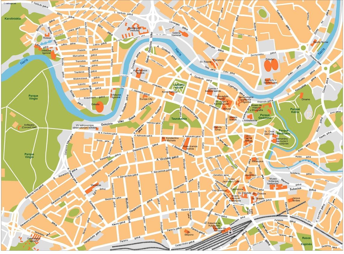 Bản đồ của thành phố Lithuania 
