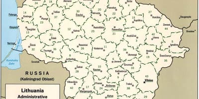 Bản đồ của bản đồ Lithuania với thành phố