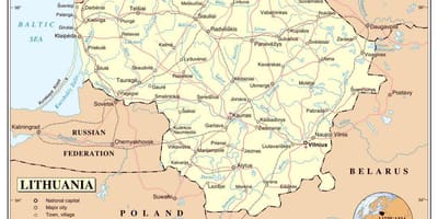 Bản đồ của Lithuania sân bay